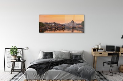 akrylový obraz řeka Řím Sunset mosty budovy