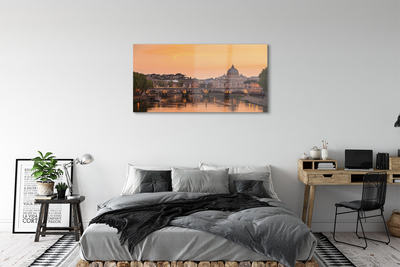 akrylový obraz řeka Řím Sunset mosty budovy