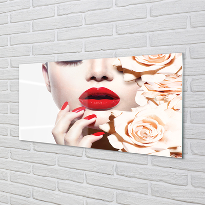 akrylový obraz Růže rudé rty žena