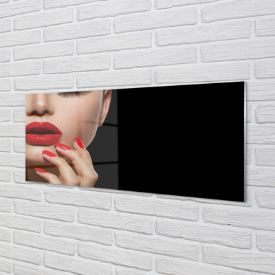 akrylový obraz Žena červené rty a nehty