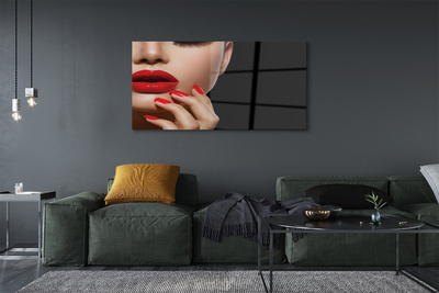 akrylový obraz Žena červené rty a nehty