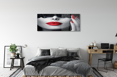 akrylový obraz Červené rty žena