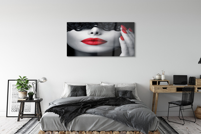 akrylový obraz Červené rty žena