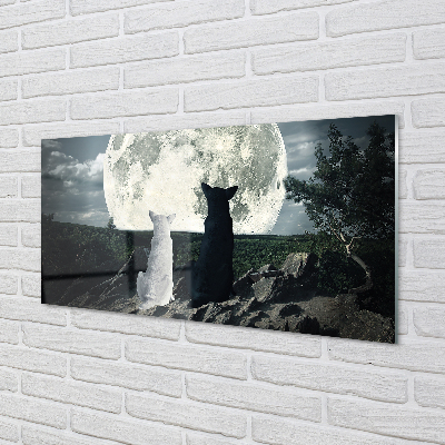 akrylový obraz Wolves měsíc lesní