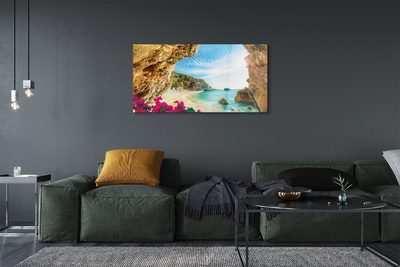 akrylový obraz Řecko pobřeží útesy květiny
