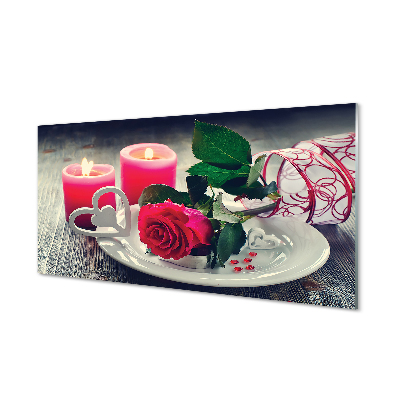 akrylový obraz Rose srdce svíčka