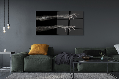 akrylový obraz Černé pozadí špinavé ruce
