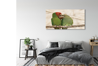 akrylový obraz zelené papoušci