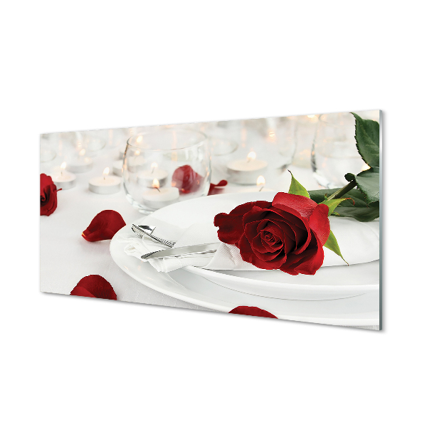 akrylový obraz večeře svíčky růže