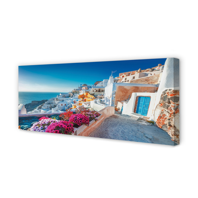 Obrazy na plátně Budovy Řecko mořské květiny