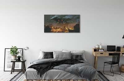 Obrazy na plátně Město v noci kouř monster