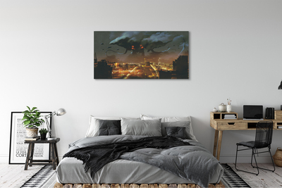 Obrazy na plátně Město v noci kouř monster
