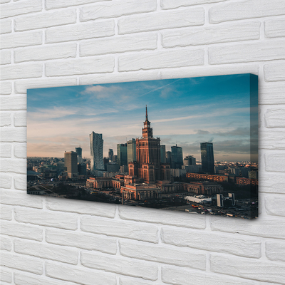 Obrazy na plátně Varšava panorama mrakodrapů svítání