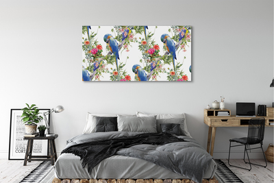 Obrazy na plátně Ptáci na větvi s květinami