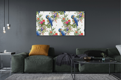 Obrazy na plátně Ptáci na větvi s květinami