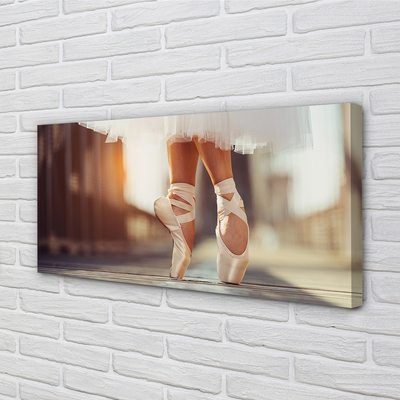 Obrazy na plátně Bílé baletní boty ženské nohy