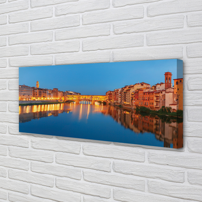 Obrazy na plátně Italy River mosty budovy v noci
