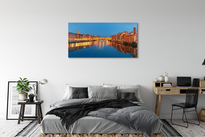 Obrazy na plátně Italy River mosty budovy v noci