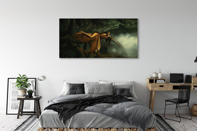 Obrazy na plátně Žena strom mraky