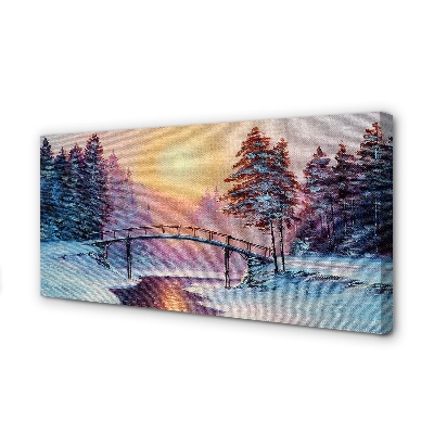 Obrazy na plátně Zimní stromy sníh na východ