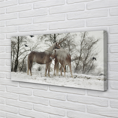 Obrazy na plátně Zimní lesní jednorožci