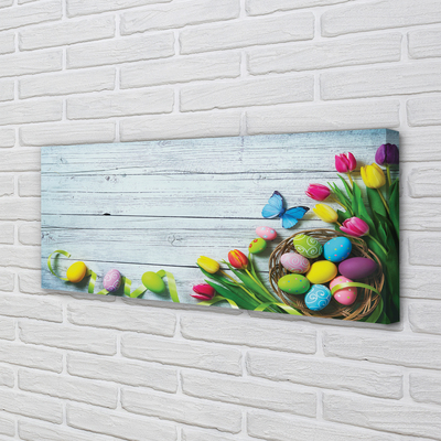 Obrazy na plátně Eggs tulipány motýl
