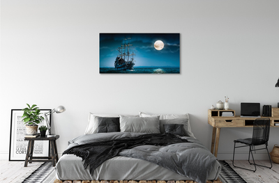 Obrazy na plátně Sea city měsíc loď