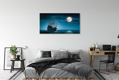Obrazy na plátně Sea city měsíc loď