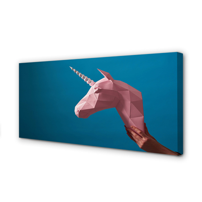 Obrazy na plátně Růžový jednorožec origami