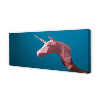Obrazy na plátně Růžový jednorožec origami