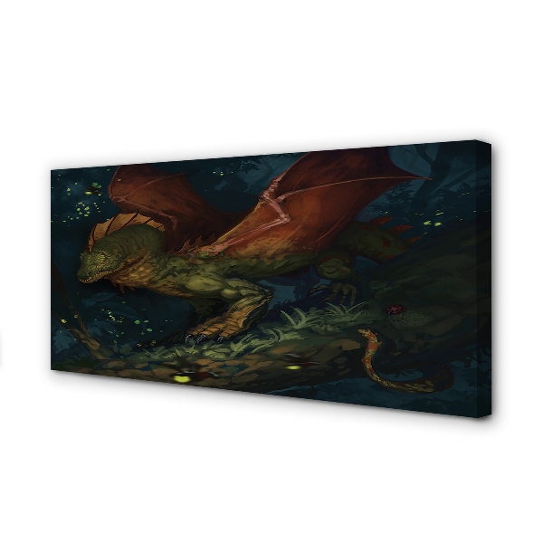 Obrazy na plátně Zelený drak v lese