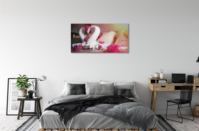 Obrazy na plátně Ručníky labutě květiny