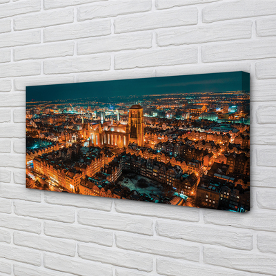 Obrazy na plátně Noční panorama Gdaňsku kostela