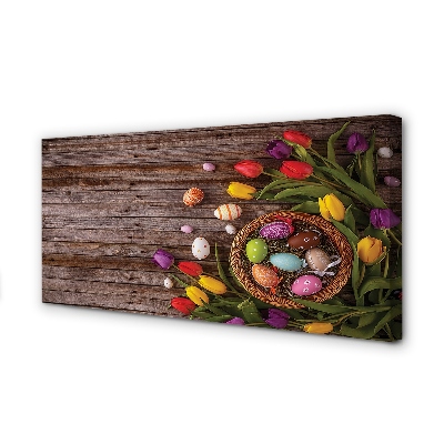 Obrazy na plátně Vajíčka tulipány desky