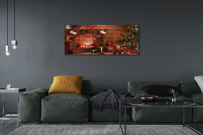 Obrazy na plátně Ozdoby na vánoční stromeček dárky ohniště