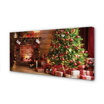 Obrazy na plátně Krbová dárky vánoční stromky