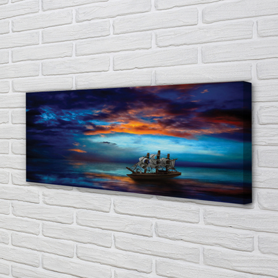 Obrazy na plátně Zataženo mořská loď večer