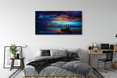 Obrazy na plátně Zataženo mořská loď večer