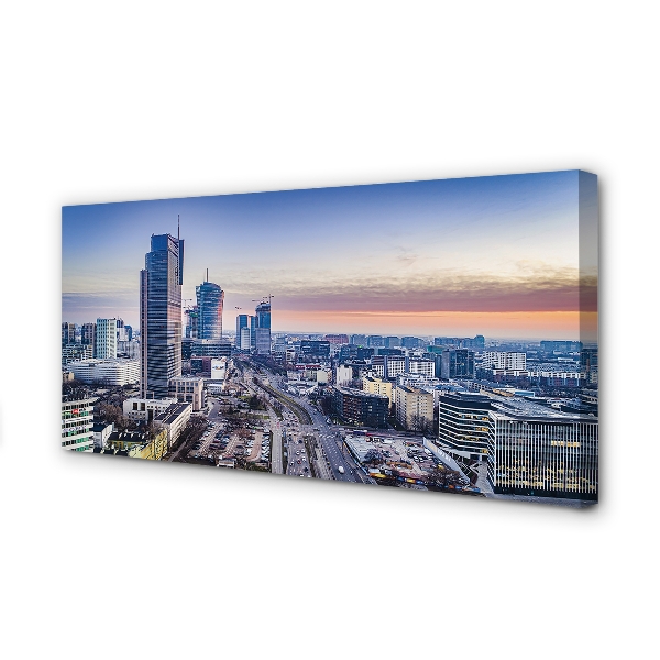 Obrazy na plátně Panorama Varšavy mrakodrapů svítání