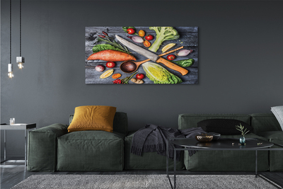 Obrazy na plátně Nůž vlákna příze špenát rajčata