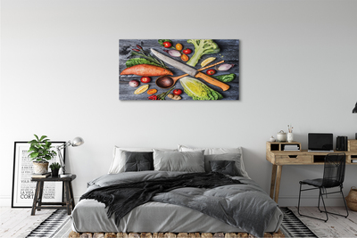 Obrazy na plátně Nůž vlákna příze špenát rajčata