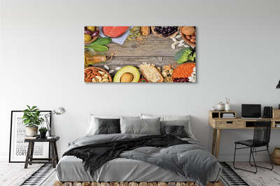 Obrazy na plátně Fazole brokolice avokádo ořechy