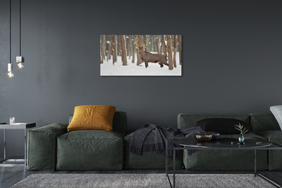 Obrazy na plátně Jelen zimní les