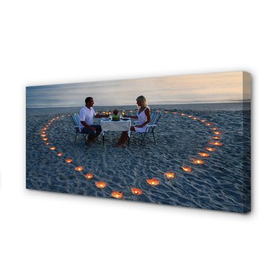 Obrazy na plátně Srdce s pár svíček moře