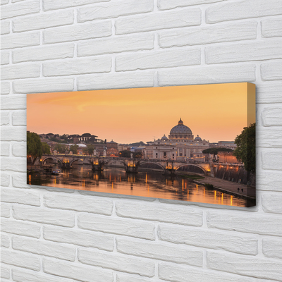 Obrazy na plátně řeka Řím Sunset mosty budovy
