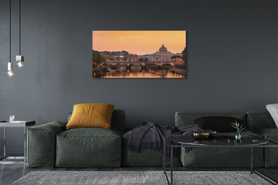 Obrazy na plátně řeka Řím Sunset mosty budovy