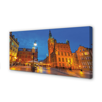 Obrazy na plátně Gdańsk Staré Město v noci kostel