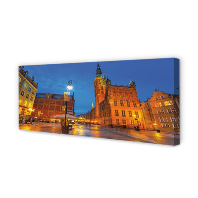 Obrazy na plátně Gdańsk Staré Město v noci kostel
