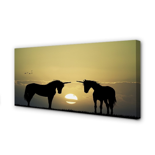 Obrazy na plátně Polní sunset jednorožci
