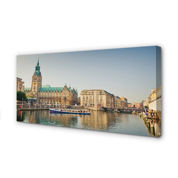 Obrazy na plátně Německo Hamburg River katedrála